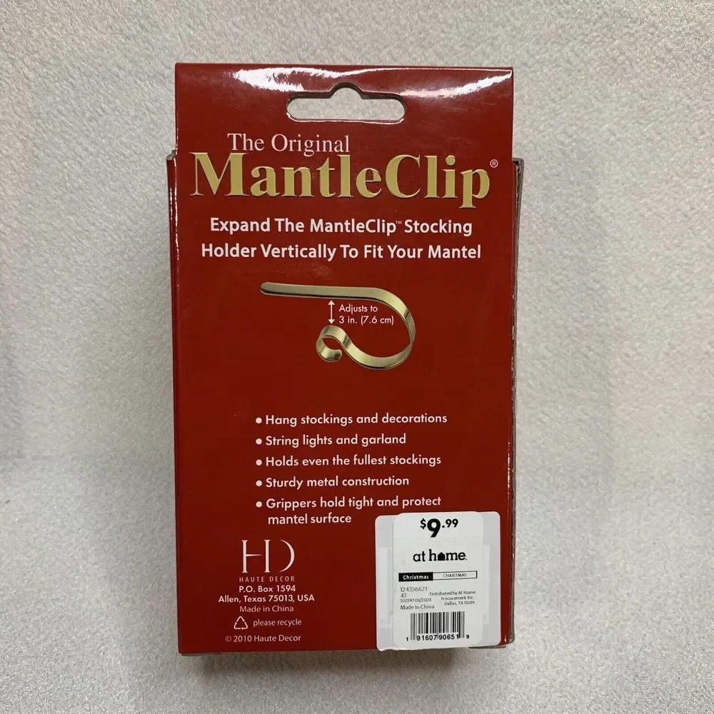 Mantle Clip The Original (2 In Box) Silver Black Gold Sturdy Stockings Holder